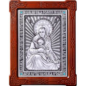 Икона Божией Матери Милостивая (Зачатьевский монастырь Москва) в серебре и деревянной рамке (арт. 12240196)