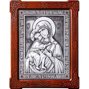 Федоровская икона Божией Матери в серебре и деревянной рамке (арт. 12240198)