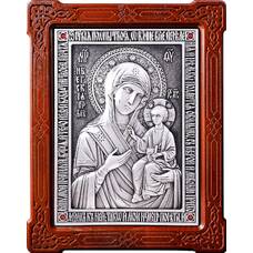 Иверская икона Божией Матери в серебре и деревянной рамке (арт. 12240202)