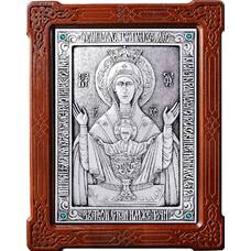 Икона Божией Матери Неупиваемая Чаша (Владычный монастырь) в серебре и деревянной рамке (арт. 12240204)