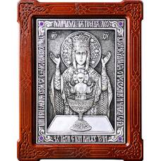 Икона Божией Матери Неупиваемая Чаша (Владычный монастырь) в серебре и деревянной рамке (арт. 12240206)