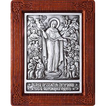 Икона Божией Матери Всех Скорбящих Радость в серебре с деревянным окладом (арт. 12240208)