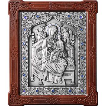 Икона Божией Матери Всецарица (Пантанасса) в серебре и деревянной рамке (арт. 12240210)