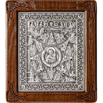 Неопалимая Купина икона Божией Матери в серебре и деревянной рамки (арт. 12240218)