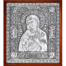 Федоровская икона Божией Матери в серебре и деревянной рамке (арт. 12240222)
