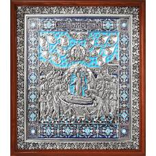 Икона Успение Пресвятой Богородицы в серебре и эмалью в деревянной рамке (арт. 12240226)