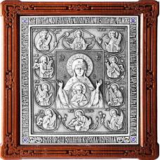 Курская коренная икона Божией Матери (Знамение) в серебре и деревянной рамке (арт. 12240227)