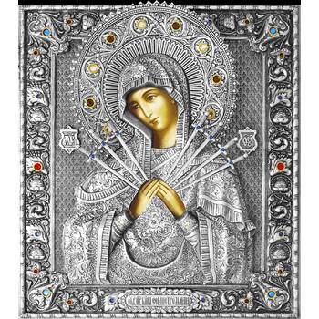 Семистрельная икона Божией матери (Умягчение злых сердец) в ризе (арт. 1224023)