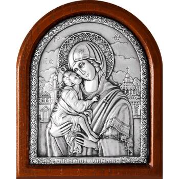 Донская икона Божией Матери в серебре и деревянной рамке (арт. 12240233)
