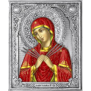 Семистрельная икона Божией матери (Умягчение злых сердец) в ризе (арт. 1224024)