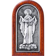 Икона Покрова Богородицы в серебре и деревянной рамке (арт. 12240241)