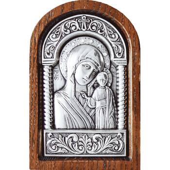 Казанская икона Божией Матери в серебре и деревянной рамке (арт. 12240245)