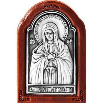 Икона Божией Матери Умиление в серебре и деревянной рамке (арт. 12240247)
