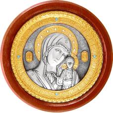 Казанская икона Божией Матери в серебре с позолотой и деревянной рамке (арт. 12240258)