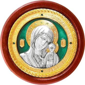 Казанская икона Божией Матери в серебре с позолотой и эмалью (арт. 12240259)