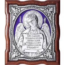 Икона Ангела Хранителя в серебре с эмалью и в деревянной рамке (арт. 12240261)