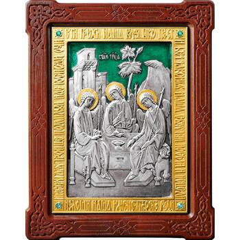 Икона Святая Троица в серебре с эмалью и позолотой (арт. 12240285)