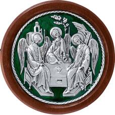 Икона Святая Троица в серебре с эмалью и деревянной рамке (арт. 12240296)