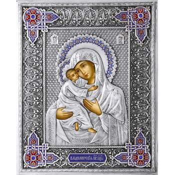 Владимирская икона Божией матери в ризе с эмалью (арт. 122403)