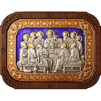 Икона Тайная вечеря в серебре с эмалью и позолотой (арт. 12240300)
