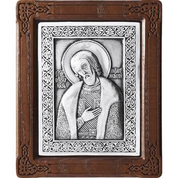 Икона Александр Невский в серебре и деревянной рамке (арт. 12240311)