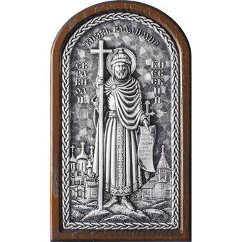 Икона Владимир, святой равноапостольный князь в серебре и деревянной рамке (арт. 12240318)
