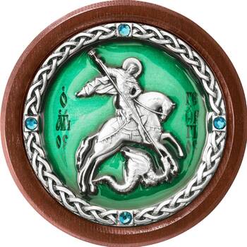 Икона в машину Георгий Победоносец в серебре с эмалью (арт. 12240337)