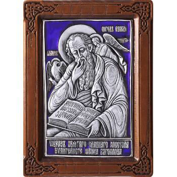 Икона Иоанн Богослов в серебре с эмалью и деревянной рамки (арт. 12240341)