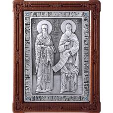 Икона Кирилл и Мефодий в серебре и деревянной рамки (арт. 12240344)