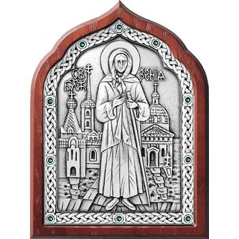 Икона Ксения Петербуржская в серебре и деревянной рамки (арт. 12240348)