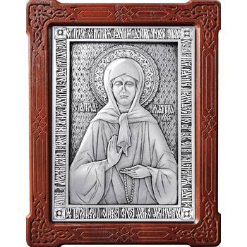 Икона Матрона Московская в серебре и деревянной рамкой (арт. 12240354)