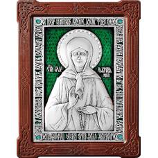 Икона Матрона Московская в серебре с эмалью и деревянной рамке (арт. 12240356)