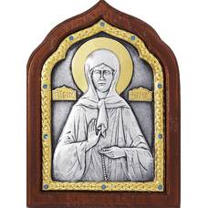 Икона Матрона Московская в серебре с позолотой и деревянной рамке (арт. 12240361)