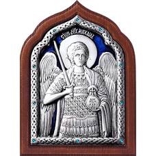 Икона Архангел Михаил в серебре с эмалью и деревянной рамке (арт. 12240368)