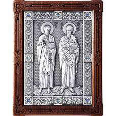 Икона Петр и Павел в серебре и деревянной рамке (арт. 12240380)