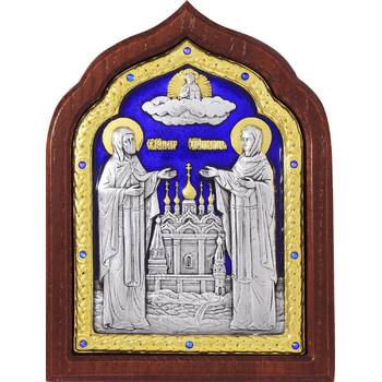 Икона Петр и Феврония в серебре с эмалью и позолотой (арт. 12240391)