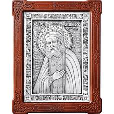 Икона Серафим Саровский в серебре и деревянной рамке (арт. 12240398)