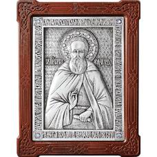 Икона Сергий Радонежский в серебре и деревянной рамке (арт. 12240418)