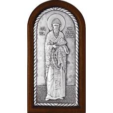 Икона Спиридон Тримифунтский в серебре и деревянной рамке (арт. 12240426)