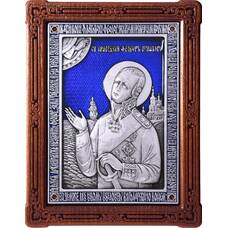 Икона Феодор Ушаков в серебре с эмалью и деревянной рамке (арт. 12240433)