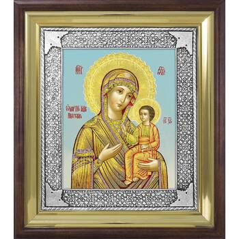 Иверская икона Божией Матери в ризе и деревянном киоте (арт. 1224045)