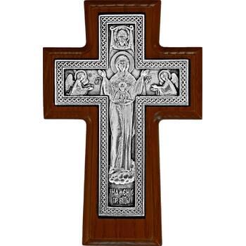 Настенный крест "Богородничный" в серебре и рамкой из ясени (арт. 12240456)