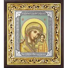 Казанская икона Божией матери в ризе и деревянном киоте (арт. 1224046)