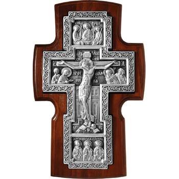 Настенный крест в серебре и рамкой из ясени (арт. 12240460)
