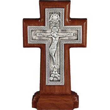 Крест настольный "Плетенка" в серебре и рамкой из ясени (арт. 12240464)