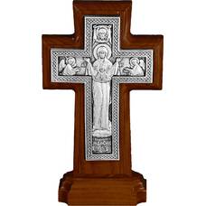 Крест настольный "Богородичный" в серебре и рамкой из ясеня (арт. 12240468)