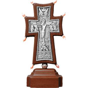 Крест настольный "Византийский" в серебре и рамкой из ясеня (арт. 12240481)