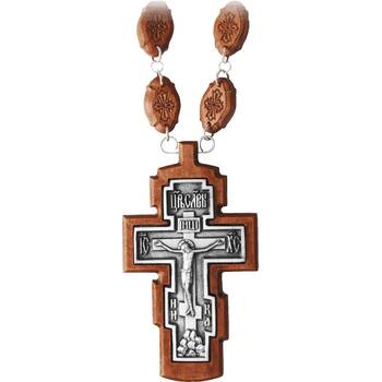 Наперсный крест (иерейский) резной из клена с посеребренной вставкой (арт. 12240488)