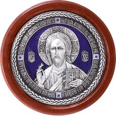 Икона Господь Вседержитель в серебре с эмалью и деревянной рамке (арт. 12240497)