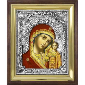 Казанская икона Божией матери в ризе и деревянном окладе (арт. 122408)
